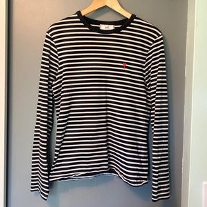AMI Alexandre Mattiussi navy striped long sleeve tee shirt